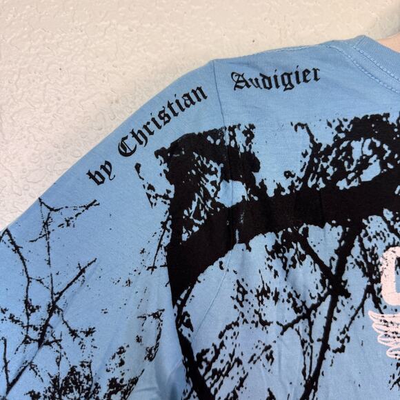 Christian Audigier Crystal Rock Top Womens Large Crane Blossom Y2K Tunic Shirt - Picture 10 of 13